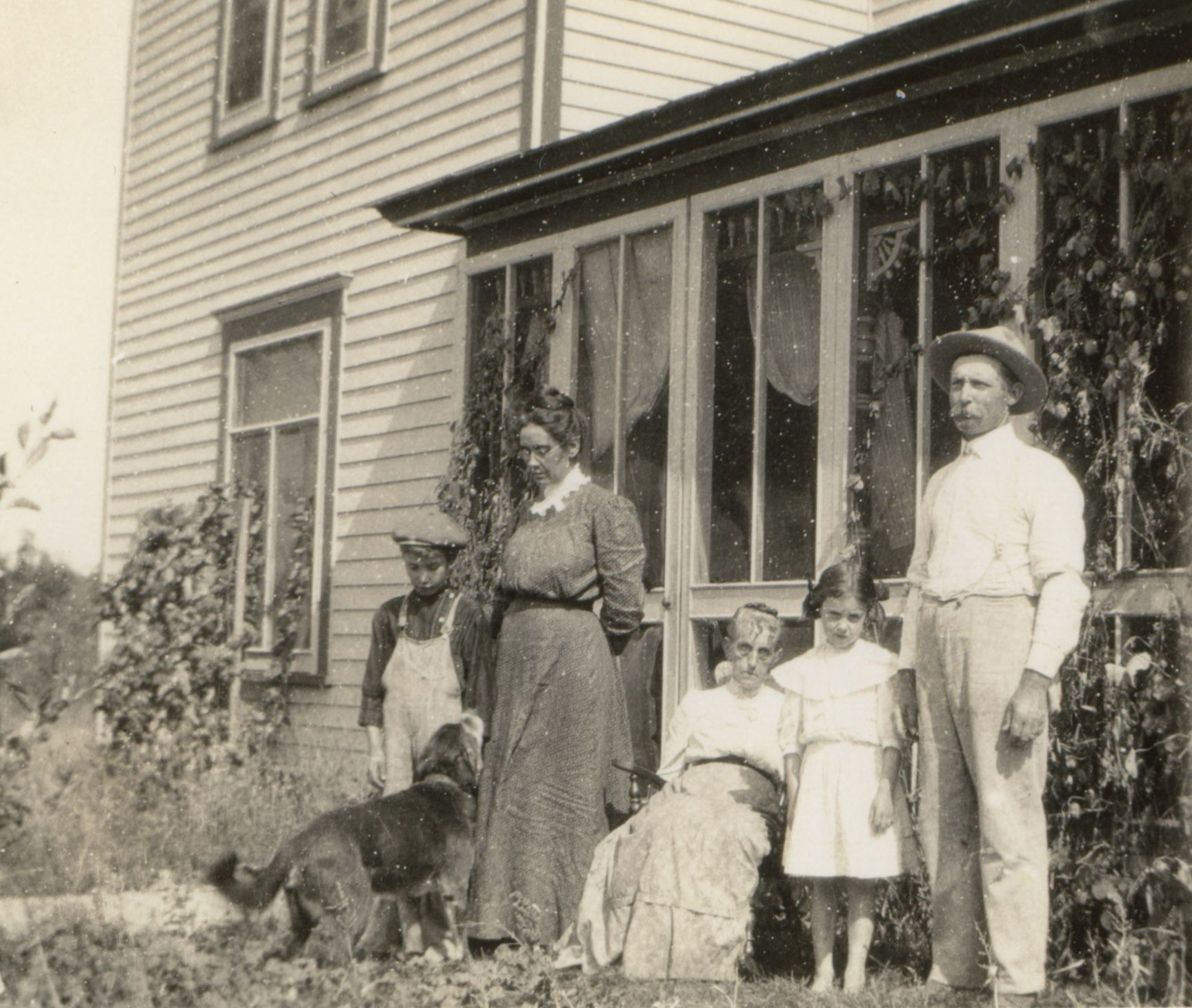 The Will and Myra Gowen Family. The woman sitting is Will's mother Maria. About 1907.