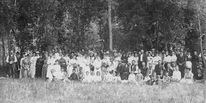 North Loup, Nebraska, Seventh Day Baptist Church. Gathering circa 1890s.