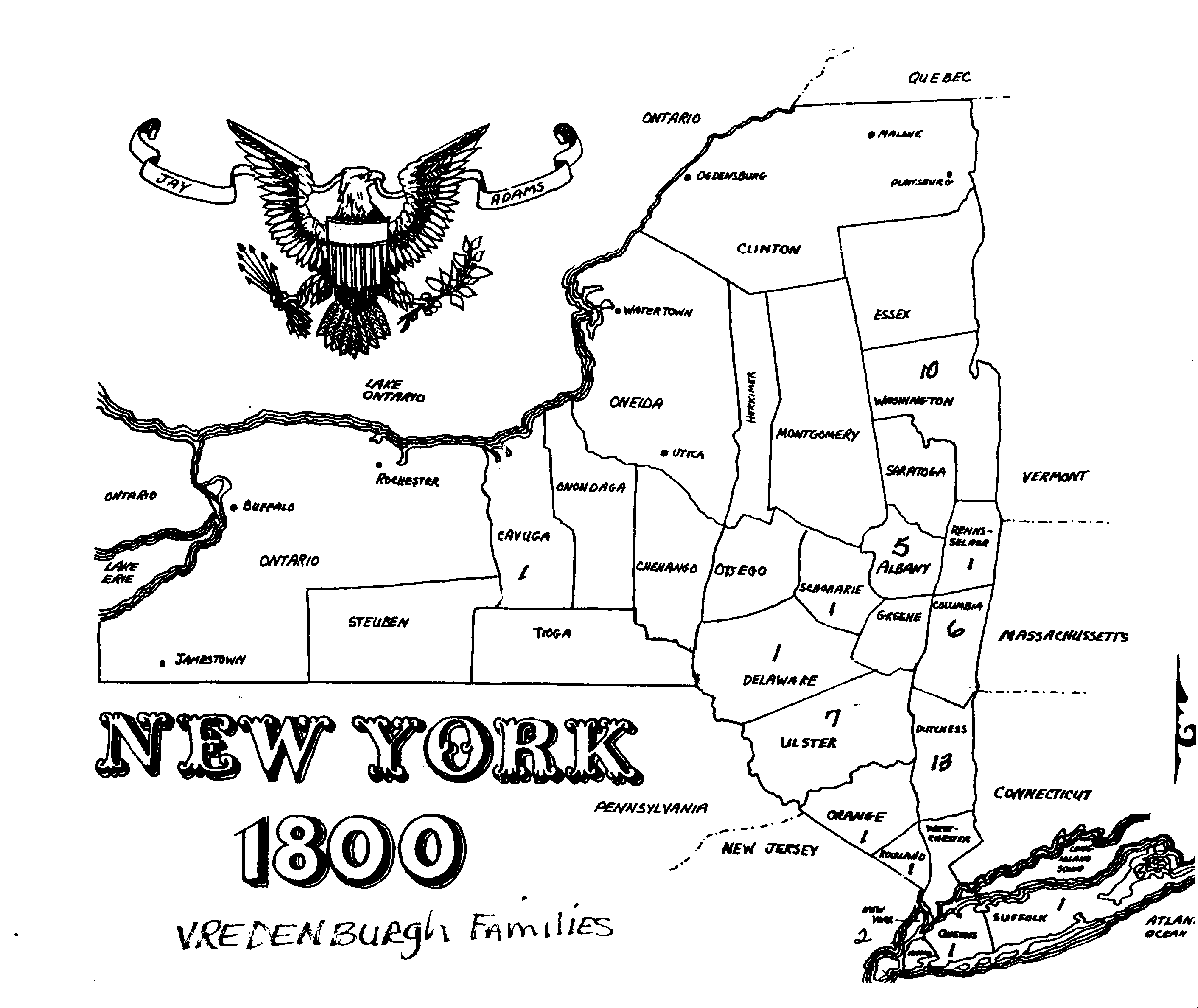 Vredenburgh Families in New York by County in 1800